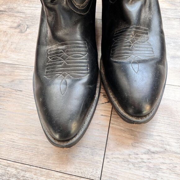 Laredo Cowboy Boots Mens 12D Black Leather Western Pull On Stitched Vintage main image 10